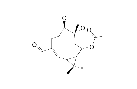 VALERIANIN-A;1-BETA,10-ALPHA-DIHYDROXYL-8-ALPHA-ACETOXY-10-BETA,11,11-TRIMETHYL-4-FORMYL-BICYCLOGERMACREN-(E)-4(5)-ENE