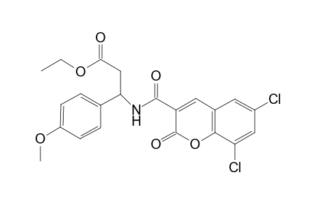 3-[(6,8-dichloro-2-keto-chromene-3-carbonyl)amino]-3-(4-methoxyphenyl)propionic acid ethyl ester