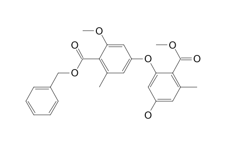 Benzoic acid, 4-[5-hydroxy-2-(methoxycarbonyl)-3-methylphenoxy]-2-methoxy-6-methyl-, phenylmethyl ester