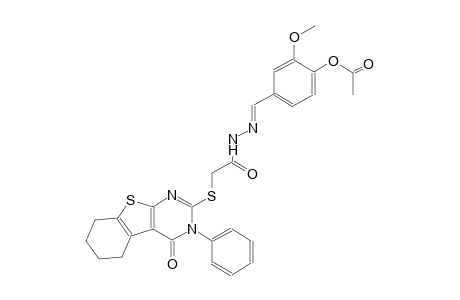 2-methoxy-4-[(E)-({[(4-oxo-3-phenyl-3,4,5,6,7,8-hexahydro[1]benzothieno[2,3-d]pyrimidin-2-yl)sulfanyl]acetyl}hydrazono)methyl]phenyl acetate