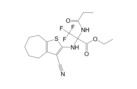 alanine, N-(3-cyano-5,6,7,8-tetrahydro-4H-cyclohepta[b]thien-2-yl)-3,3,3-trifluoro-2-[(1-oxopropyl)amino]-, ethyl ester