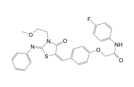 N-(4-fluorophenyl)-2-(4-{(E)-[(2Z)-3-(2-methoxyethyl)-4-oxo-2-(phenylimino)-1,3-thiazolidin-5-ylidene]methyl}phenoxy)acetamide