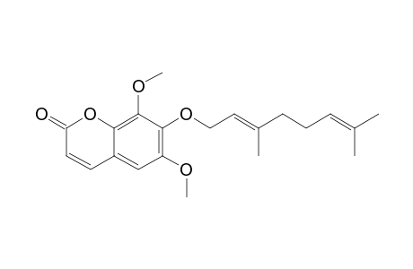 6,8-DIMETHOXY-7-(3',7'-DIMETHYLOCTA-2',6'-DIENYLOXY)-COUMARIN