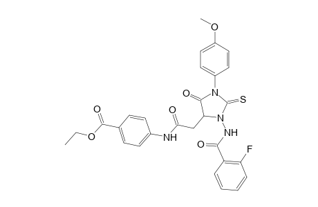 Ethyl 4-({[3-[(2-fluorobenzoyl)amino]-1-(4-methoxyphenyl)-5-oxo-2-thioxo-4-imidazolidinyl]acetyl}amino)benzoate