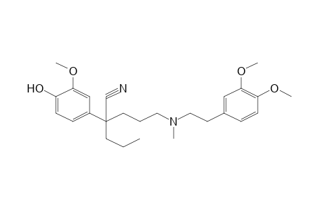 5-[2-(3,4-dimethoxyphenyl)ethyl-methyl-amino]-2-(3-methoxy-4-oxidanyl-phenyl)-2-propyl-pentanenitrile