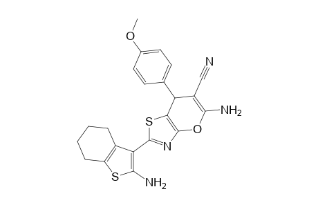 5-Amino-2(2-amino-4,5,6,7-tetrahydrobenzo[b]thiophen-3-yl)-7-(4-methoxy-phenyl)-7H-pyrano[2,3-d]thiazole-6-carbonitrile