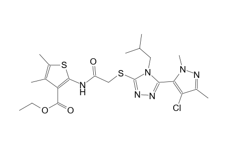 ethyl 2-[({[5-(4-chloro-1,3-dimethyl-1H-pyrazol-5-yl)-4-isobutyl-4H-1,2,4-triazol-3-yl]sulfanyl}acetyl)amino]-4,5-dimethyl-3-thiophenecarboxylate