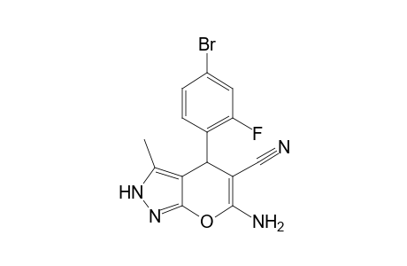 6-Amino-4-(4-bromo-2-fluorophenyl)-3-methyl-2,4-dihydropyrano[2,3-c]pyrazole-5-carbonitrile