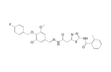 N-{5-[2-((2E)-2-{3-chloro-4-[(4-fluorobenzyl)oxy]-5-methoxybenzylidene}hydrazino)-2-oxoethyl]-1,3,4-thiadiazol-2-yl}-2-methylbenzamide