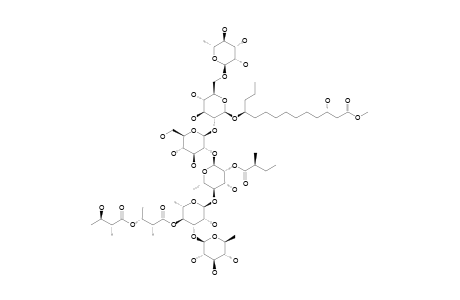 PM-1;METHYL_3-S,11-S-DIHYDROXYTETRADECANOATE_11-O-ALPHA-L-RHAMNOPYRANOSYL-(1->3)-O-[4-O-2-R-METHYL-3-R-O-(2-R-METHYL-3-R-HYDROXYBUTYRYL)-BUTYRYL]