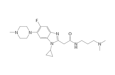 2-[1-cyclopropyl-5-fluoranyl-6-(4-methylpiperazin-1-yl)benzimidazol-2-yl]-N-[3-(dimethylamino)propyl]ethanamide