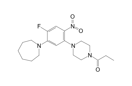 1H-azepine, 1-[2-fluoro-4-nitro-5-[4-(1-oxopropyl)-1-piperazinyl]phenyl]hexahydro-