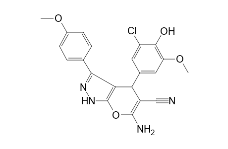 6-Amino-4-(3-chloro-4-hydroxy-5-methoxy-phenyl)-3-(4-methoxyphenyl)-2,4-dihydropyrano[2,3-c]pyrazole-5-carbonitrile