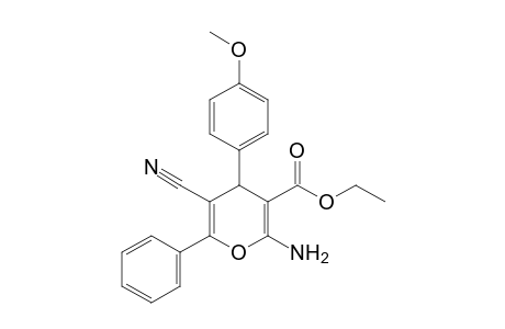2-amino-5-cyano-4-(p-methoxyphenyl)-6-phenyl-4H-pyran-3-carboxylic acid, ethyl ester