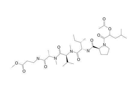 .beta.-Alanine, N-[N-[N-[N-[1-(D-2-hydroxy-4-methylvaleryl)-L-prolyl]-L-isoleucyl]-N-methyl-L-valyl]-N-methyl-L-alanyl]-, methyl ester, acetate (ester)