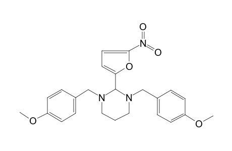 1,3-bis[(4-methoxyphenyl)methyl]-2-(5-nitro-2-furanyl)-1,3-diazinane