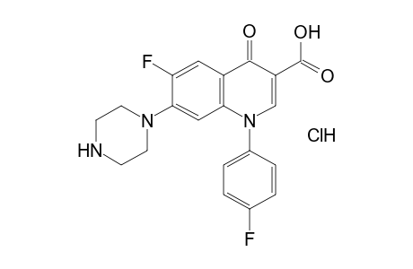 1,4-dihydro-6-fluoro-1-(p-fluorophenyl)-4-oxo-7-(1-piperazinyl)-3-quinolinecarboxylic acid, monohydrochloride