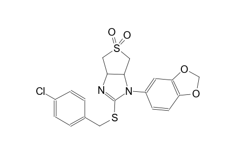 1-(1,3-benzodioxol-5-yl)-5,5-dioxido-3a,4,6,6a-tetrahydro-1H-thieno[3,4-d]imidazol-2-yl 4-chlorobenzyl sulfide