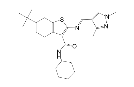 6-tert-butyl-N-cyclohexyl-2-{[(E)-(1,3-dimethyl-1H-pyrazol-4-yl)methylidene]amino}-4,5,6,7-tetrahydro-1-benzothiophene-3-carboxamide