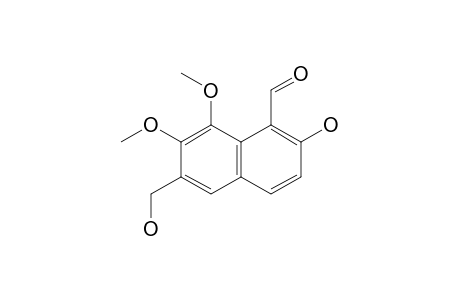 SYRIACUSIN-B;2-HYDROXY-6-HYDROXYMETHYL-7,8-DIMETHOXY-1-NAPHTHALENECARBALDEHYDE