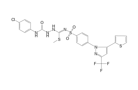 3-[(p-Chlorophenyl)carbamoyl]-N-{{p-[5-(2-thienyl)-3-(trifluoromethyl)pyrazol-1-yl]phenyl}sulfonyl}thiocarbazimidic acid, methyl ester