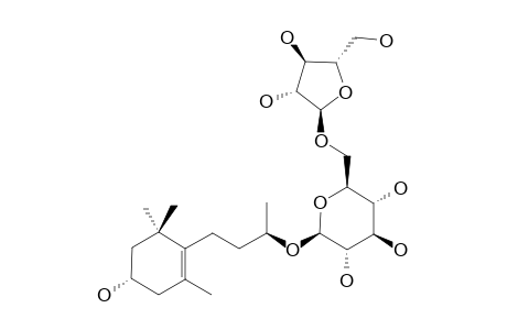 FOLIASALACIOSIDE-E3;(3S,9R)-3,9-DIHYDROXY-MEGASTIGMAN-5-EN-9-O-ALPHA-L-ARABINOFURANOSYL-(1->6)-BETA-D-GLUCOPYRANOSIDE