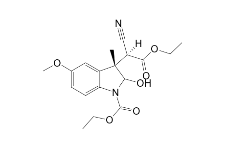 (2R*,3S*,8S*),and (2S*,3S*,8S*)-Ethyl 3-methyl-3-(1-cyano-2-ethoxy-2-oxoethyl)-2,3-dihydro-2-hydroxy-5-methoxy-1H-indole-1-carboxylate