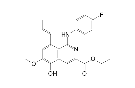 3-Isoquinolinecarboxylic acid, 1-[(4-fluorophenyl)amino]-5-hydroxy-6-methoxy-8-(1-propenyl)-, ethyl ester