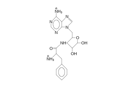 3-L-Phenylalaninyl-amino-5-(6-aminopurin-9-yl)-3,5-dideoxy-D-ribofuranose dication