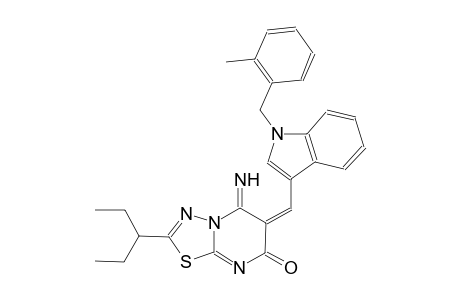 (6E)-2-(1-ethylpropyl)-5-imino-6-{[1-(2-methylbenzyl)-1H-indol-3-yl]methylene}-5,6-dihydro-7H-[1,3,4]thiadiazolo[3,2-a]pyrimidin-7-one