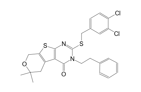 2-[(3,4-dichlorobenzyl)sulfanyl]-6,6-dimethyl-3-(2-phenylethyl)-3,5,6,8-tetrahydro-4H-pyrano[4',3':4,5]thieno[2,3-d]pyrimidin-4-one