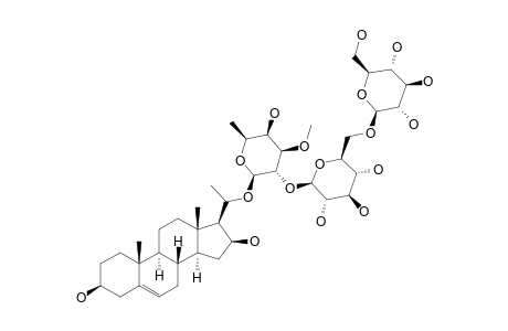 DELTA(5)-PREGNENE-3-BETA,16-ALPHA,20(S)-TRIOL-20-O-BETA-D-GLUCOPYRANOSYL-(1->6)-BETA-D-GLUCOPYRANOSYL-(1->2)-BETA-D-DIGITALOPYRANOSIDE