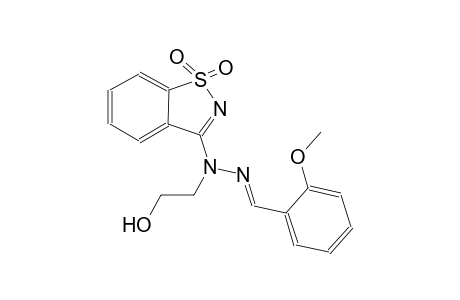 benzaldehyde, 2-methoxy-, (1,1-dioxido-1,2-benzisothiazol-3-yl)(2-hydroxyethyl)hydrazone