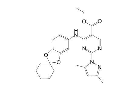 ethyl 2-(3,5-dimethyl-1H-pyrazol-1-yl)-4-(spiro[benzo[d][1,3]dioxole-2,1'-cyclohexan]-5-ylamino)pyrimidine-5-carboxylate