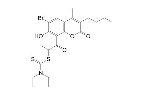 6-bromo-3-butyl-7-hydroxy-8-(2-mercaptopropionyl)-4-methylcoumarin, 8-(diethyldithiocarbamate)