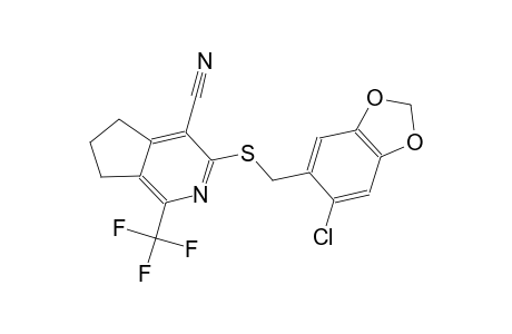 3-{[(6-chloro-1,3-benzodioxol-5-yl)methyl]sulfanyl}-1-(trifluoromethyl)-6,7-dihydro-5H-cyclopenta[c]pyridine-4-carbonitrile