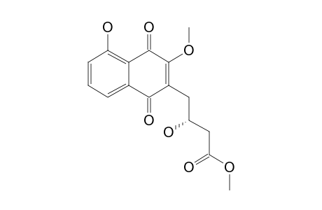 3-O-METHYLJUGLOMYCIN-D-METHYLESTER;(3'S)-4'-(3-METHOXY-5-HYDROXY-1,4-DIHYDRONAPHTHALIN-1,4-DION-2-YL)-3'-HYDROXYBUTYRIC-ACID,METHYLESTER