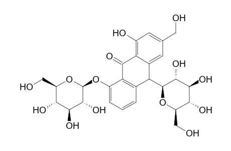 1-Hydroxy-3-(hydroxymethyl)-10-[(2S,3R,4S,5S,6R)-3,4,5-trihydroxy-6-(hydroxymethyl)-2-oxanyl]-8-[[(2S,3R,4S,5S,6R)-3,4,5-trihydroxy-6-(hydroxymethyl)-2-oxanyl]oxy]-10H-anthracen-9-one