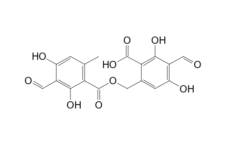 Benzoic acid, 3-formyl-2,4-dihydroxy-6-methyl-, (2-carboxy-4-formyl-3,5-dihydroxyphenyl)methyl ester