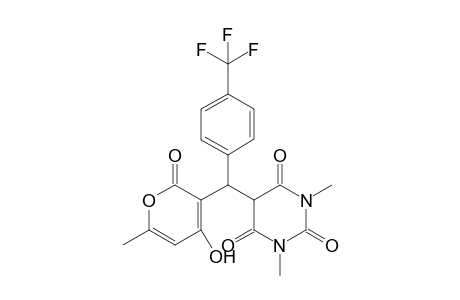 5-[(4-Hydroxy-6-methyl-2-oxo-2H-pyran-3-yl)(4-(trifluoromethyl)phenyl)methyl]-1,3-dimethylpyrimidine-2,4,6(1H,3H,5H)-trione