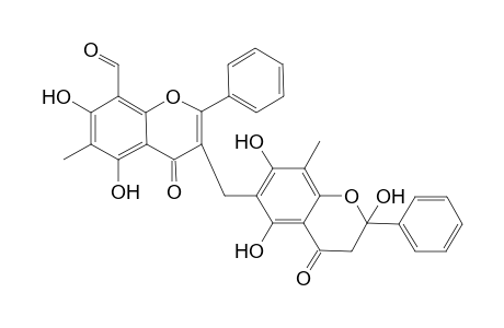 5,7-Dihydroxy-6-methyl-4-oxo-2-phenyl-3-(2,5,7-trihydroxy-8-methyl-4-oxo-2-phenyl-chroman-6-ylmethyl)-4H-chromene-8-carbaldehyde