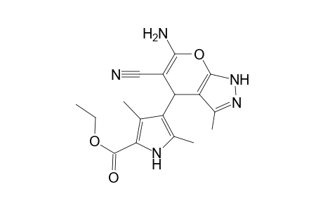 4-(6-amino-5-cyano-3-methyl-2,4-dihydropyrano[2,3-c]pyrazol-4-yl)-3,5-dimethyl-1H-pyrrole-2-carboxylic acid ethyl ester