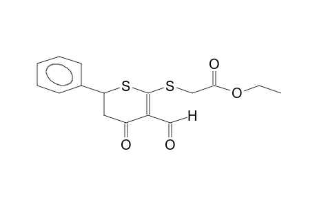 2-[(3-formyl-4-keto-6-phenyl-5,6-dihydrothiopyran-2-yl)thio]acetic acid ethyl ester