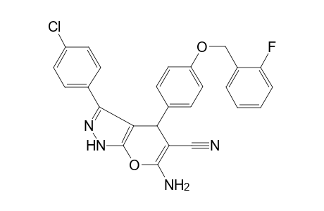 6-Amino-3-(4-chlorophenyl)-4-[4-(2-fluorobenzyl)oxyphenyl]-2,4-dihydropyrano[2,3-c]pyrazole-5-carbonitrile