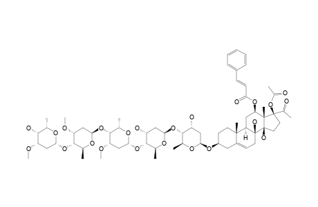 #3;CYANOAURICULOSIDE-H;17-O-ACETYLKIDJORAMIN-3-O-ALPHA-L-CYMAROPYRANOSYL-(1->4)-BETA-D-CYMAROPYRANOSYL-(1->4)-ALPHA-L-CYMAROPYRANOSYL-(1->4)-BETA-D-DIGITOXOPYR