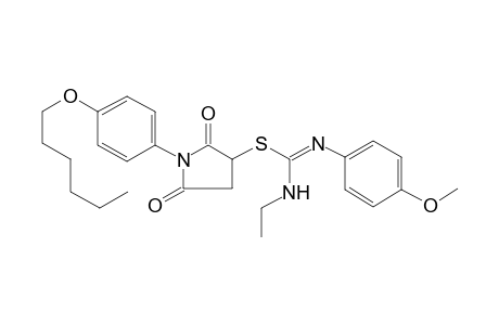 1-[4-(hexyloxy)phenyl]-2,5-dioxo-3-pyrrolidinyl N-ethyl-N'-(4-methoxyphenyl)imidothiocarbamate