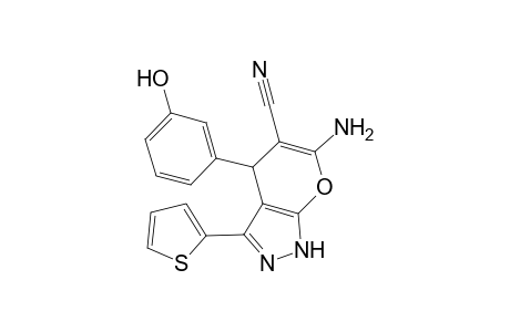 6-Amino-4-(3-hydroxyphenyl)-3-(2-thienyl)-2,4-dihydropyrano[2,3-c]pyrazole-5-carbonitrile