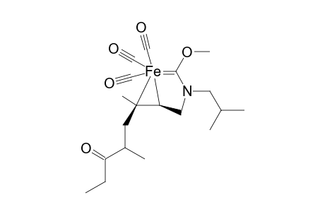 Tricarbonyl{[ 4-5-.eta(2).]-2-aza-5,7-dimethyl-2-isobutyl-1-methoxy-4-decen-8-one-1-ylidene} iron (0)