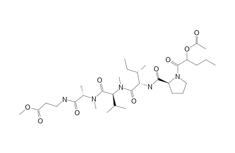 .beta.-Alanine, N-[N-[N-[N-[1-(D-2-hydroxyvaleryl)-L-prolyl]-L-isoleucyl]-N-methyl-L-valyl]-N-methyl-L-alanyl]-, methyl ester, acetate (ester)