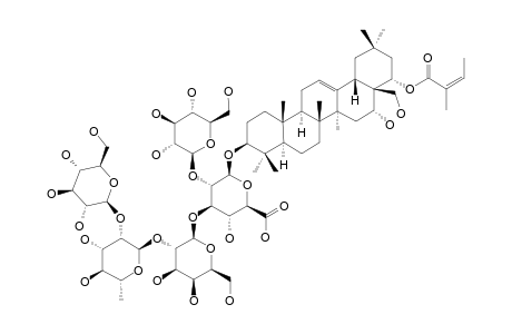 #1;MAETENOSIDE-A;3-O-[BETA-D-GLUCOPYRANOSYL-(1->2)-ALPHA-L-RHAMNOPYRANOSYL-(1->2)-BETA-D-GALACTOPYRANOSYL-(1->3)]-[BETA-D-GLUCOPYRANOSYL-(1->2)]-BETA-D-GLUCURO